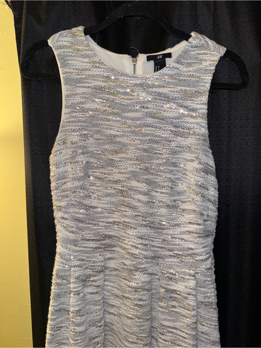 H&M Light Gray and Silver Sparkle Knit Fit-and-Flare Dress - Picture 5 of 11